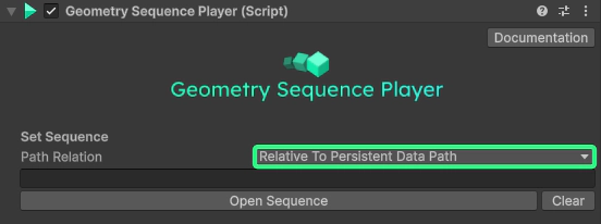 Set the persistent data path relation and path