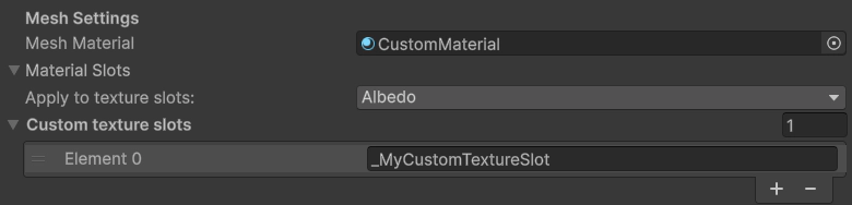 The material options