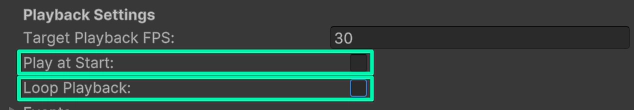 Unchecking the auto start and loop options inside of the editor