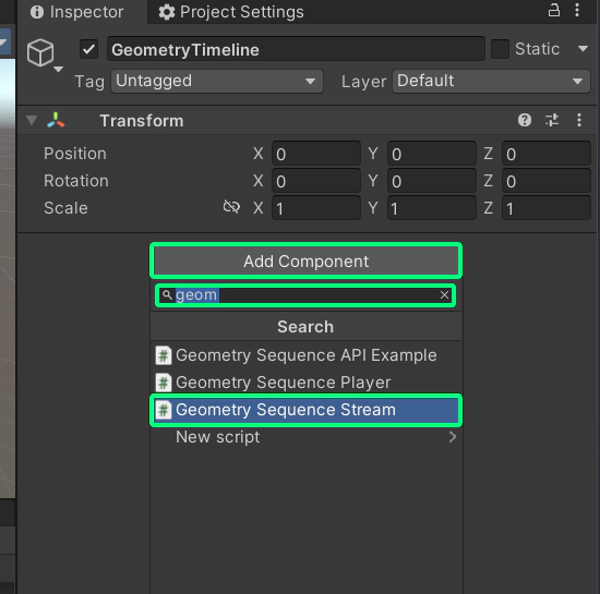 Add a Geometry Sequence Stream component